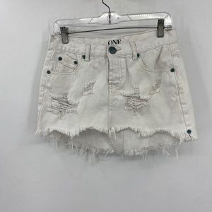 One Teaspoon White Distressed Skirt 26